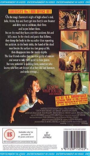 DVD-Backcover von "I know what you did last summer"
