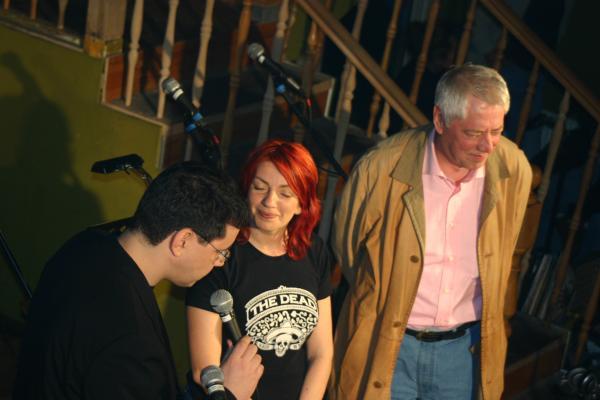 Oliver D&ouml;ring, Katja Sch&ouml;nleber und Jason Dark auf der B&uuml;hne